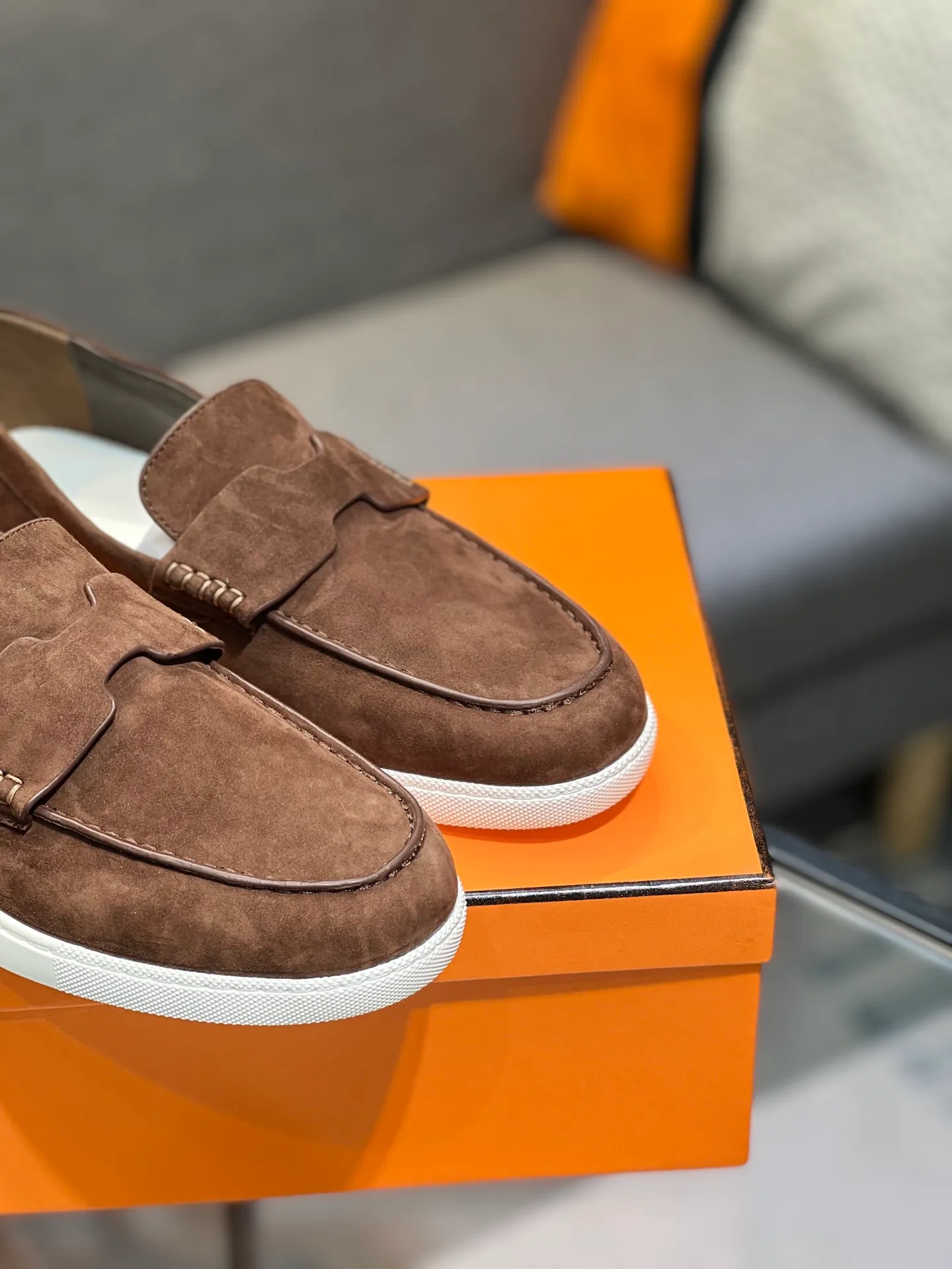 Men's shoes 💰700 [HERMES] Hermès - High-end quality original order 🔍🔍 - Upper: 🔝 cowhide suede splicing design - Inner lining: imported mixed sheepskin - Outsole: TPR foam · Rubber: two-color combined molding outsole - Super high quality control · Fine workmanship: highlighted (high-end, luxury, grade) -Size: 38-44 (45, 46, can be customized)